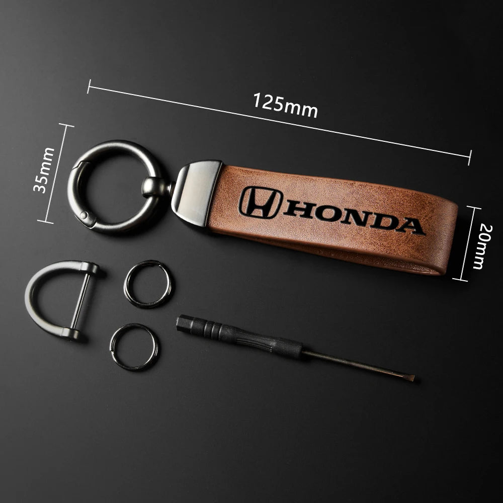 Leather Keychain for Honda