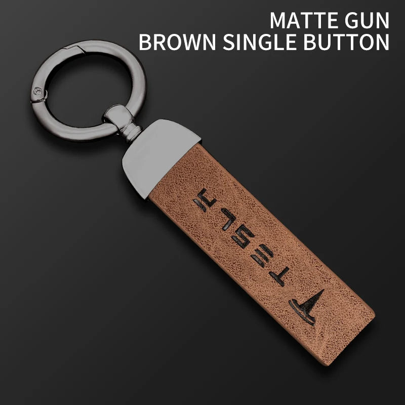 Leather Keychain for Tesla