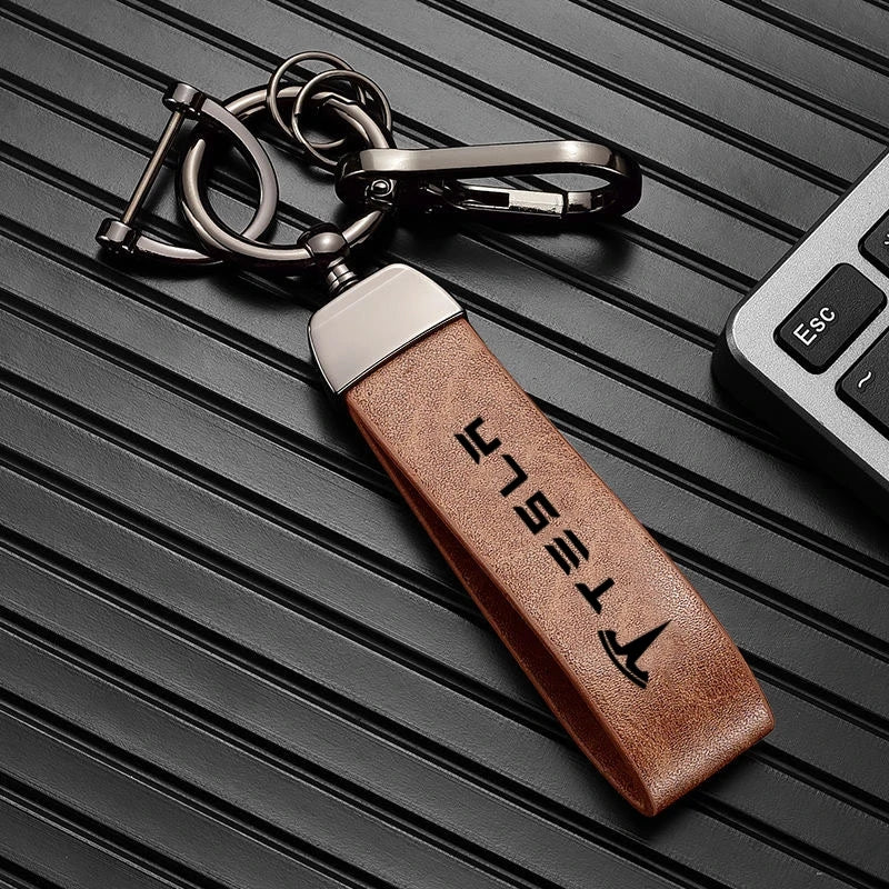Leather Keychain for Tesla