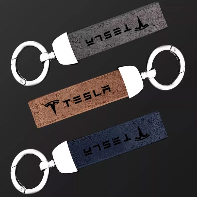 Leather Keychain for Tesla