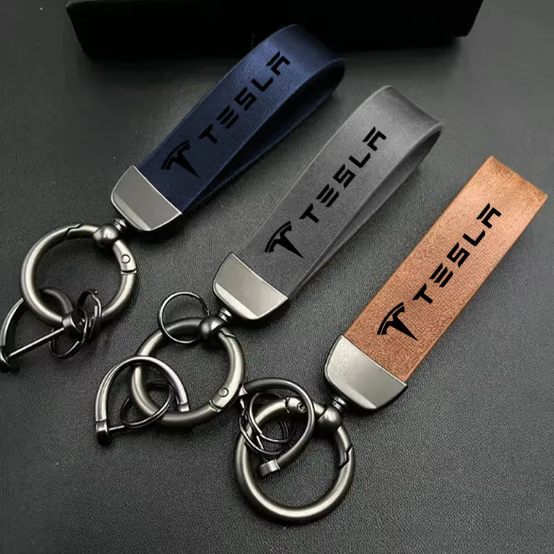 Leather Keychain for Tesla