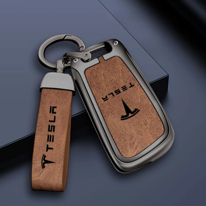 Leather Keychain for Tesla